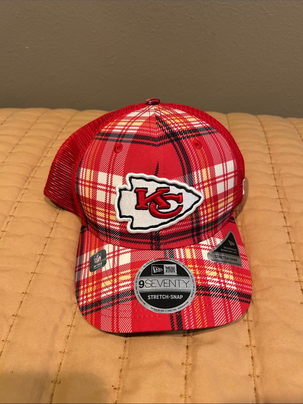 New Era Kansas City Chiefs Red Plaid Stretch-Snap Hat